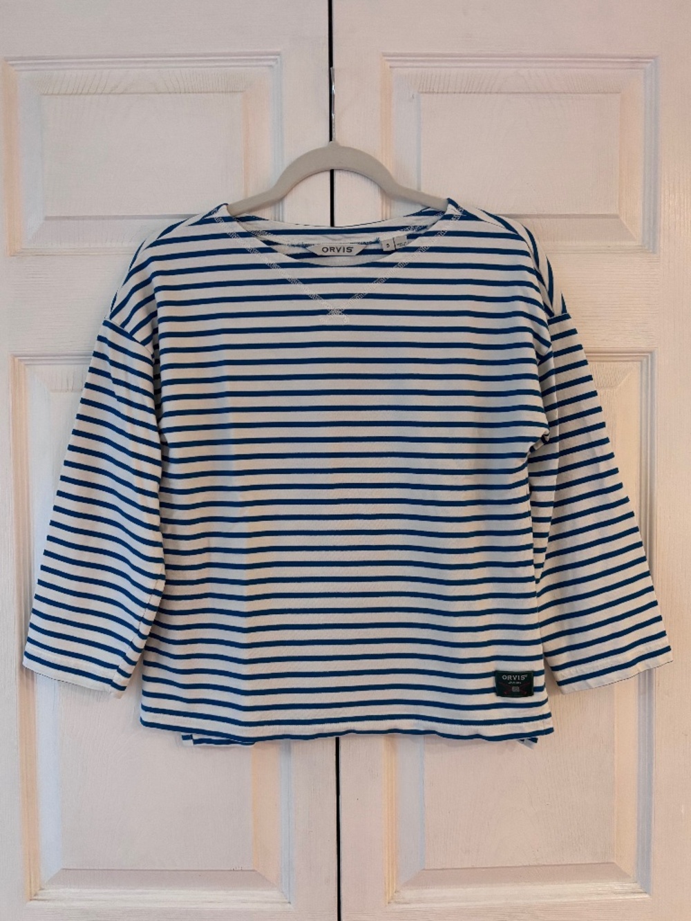 Orvis Blue White Stripe Cotton Top Size Small